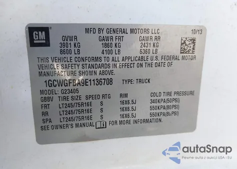 2014 Chevrolet Express 2500 Work Van из США, поврежденный, VIN 1GCWGFBA9E1136708